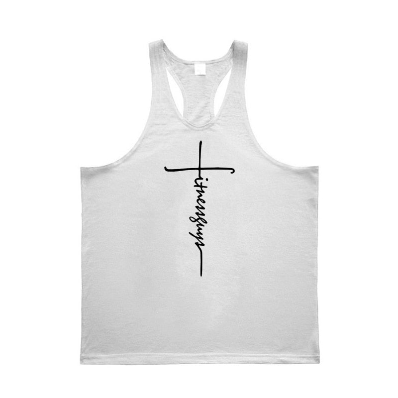 Mens Tank Top Gym Stringer Singlets Fitness Clothing Workout Cotton Sleeveless Shirt Summer Undershirt Vest Male - Yallafit