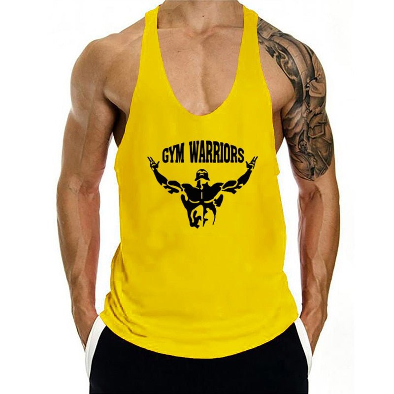 Mens Tank Top Gym Stringer Singlets Fitness Clothing Workout Cotton Sleeveless Shirt Summer Undershirt Vest Male - Yallafit