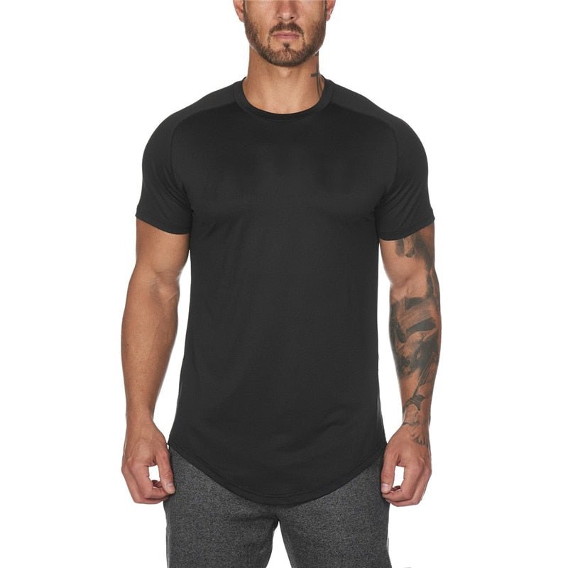 Mesh T-Shirt Clothing Tight Gym Mens Summer New Brand Tops Tees Homme Solid Quick Dry Bodybuilding Fitness Tshirt - Yallafit 0