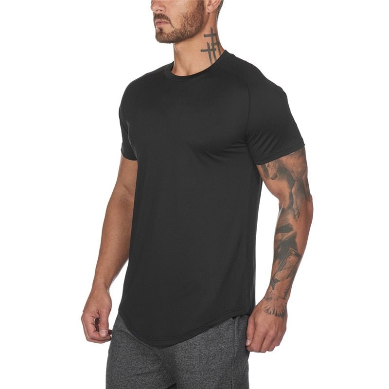 Mesh T-Shirt Clothing Tight Gym Mens Summer New Brand Tops Tees Homme Solid Quick Dry Bodybuilding Fitness Tshirt - Yallafit 0