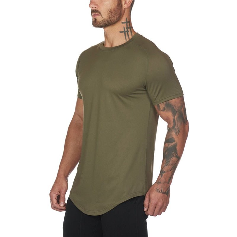 Mesh T-Shirt Clothing Tight Gym Mens Summer New Brand Tops Tees Homme Solid Quick Dry Bodybuilding Fitness Tshirt - Yallafit 0