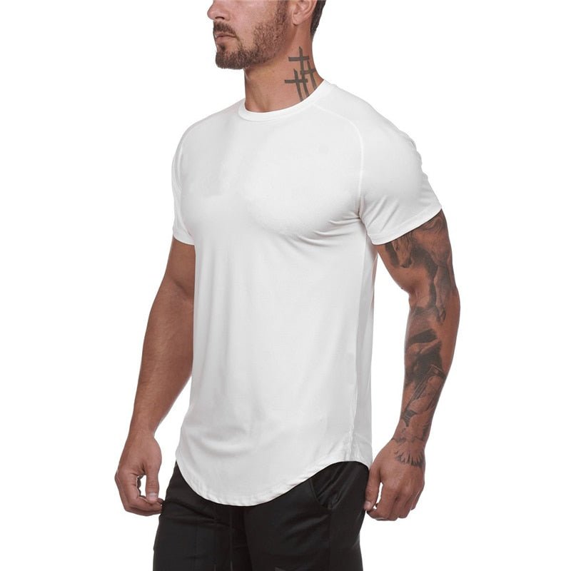 Mesh T-Shirt Clothing Tight Gym Mens Summer New Brand Tops Tees Homme Solid Quick Dry Bodybuilding Fitness Tshirt - Yallafit 0
