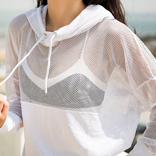 Mesh Yoga Top Sport Shirt Fitness Women Summer Hoodie Long Sleeve Sport Coat Workout Gym Cloth Wear Running Jacket Sportswear - Yallafit 0