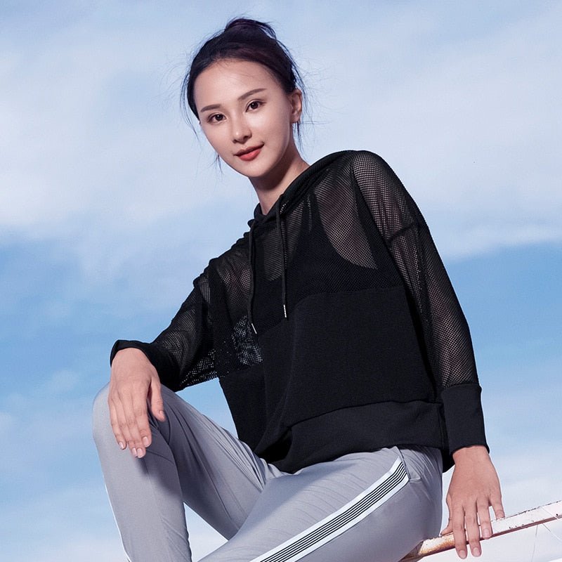 Mesh Yoga Top Sport Shirt Fitness Women Summer Hoodie Long Sleeve Sport Coat Workout Gym Cloth Wear Running Jacket Sportswear - Yallafit 0