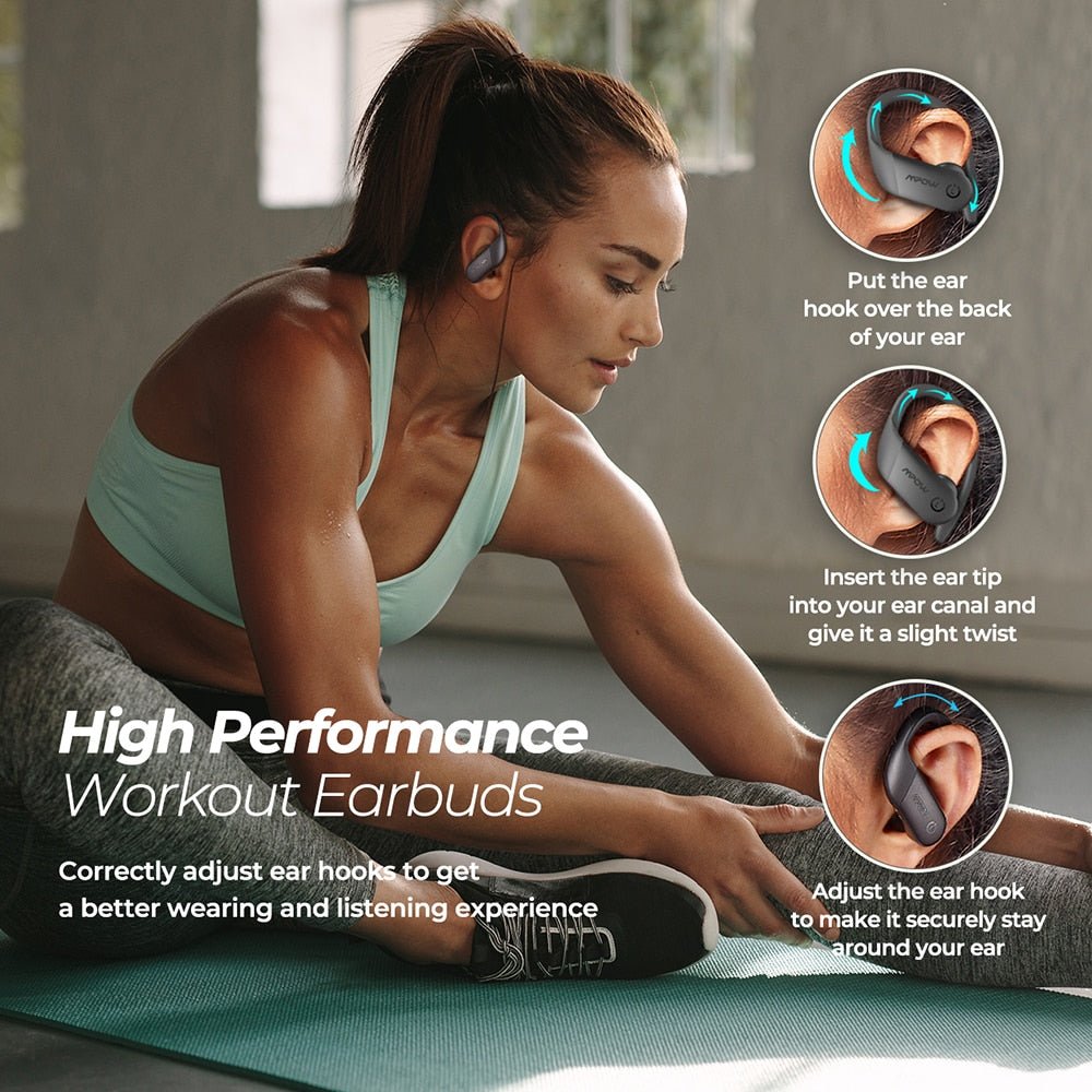 Mpow Flame Lite Wireless Bluetooth Earphones with IPX7 Waterproof 30H Playtime Bass Earhook Earphone for Gym Smartphone Earbuds - Yallafit 0