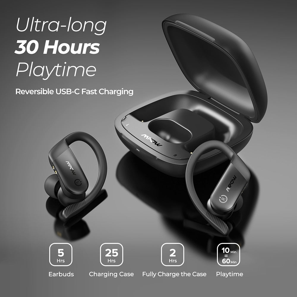 Mpow Flame Lite Wireless Bluetooth Earphones with IPX7 Waterproof 30H Playtime Bass Earhook Earphone for Gym Smartphone Earbuds - Yallafit 0