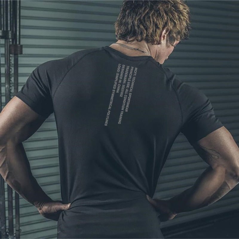 Muscleguys Gym t shirt Men Fitness Workout Cotton T-Shirt Bodybuilding Workout Skinny Tee shirt Summer Casual Sports Clothing - Yallafit