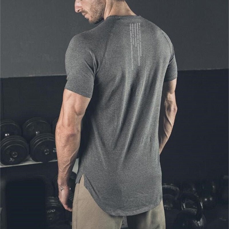 Muscleguys Gym t shirt Men Fitness Workout Cotton T-Shirt Bodybuilding Workout Skinny Tee shirt Summer Casual Sports Clothing - Yallafit
