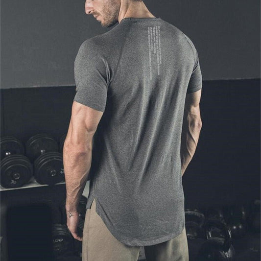 Muscleguys Gym t shirt Men Fitness Workout Cotton T-Shirt Bodybuilding Workout Skinny Tee shirt Summer Casual Sports Clothing - Yallafit