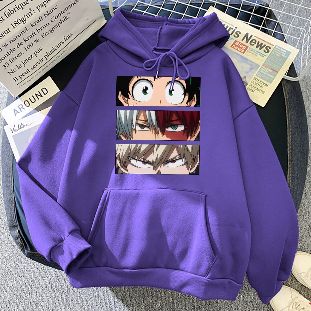 My Hero Academia Characters Hoodies Men Autumn Winter Hooded Sweatshirts Loose Sportswear New Fleece Pullovers Clothing Man - Yallafit