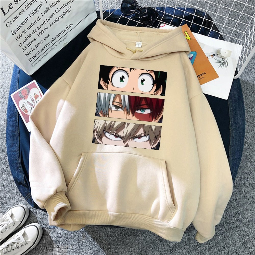 My Hero Academia Characters Hoodies Men Autumn Winter Hooded Sweatshirts Loose Sportswear New Fleece Pullovers Clothing Man - Yallafit