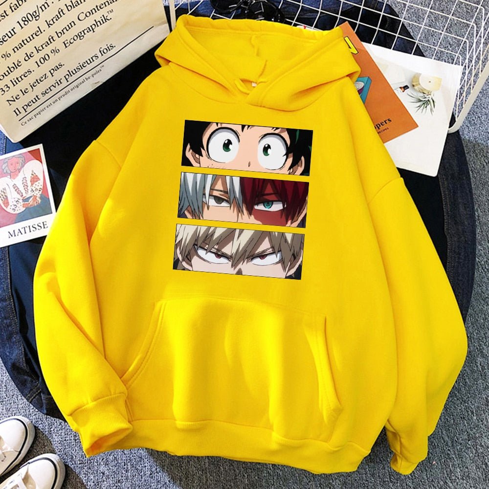 My Hero Academia Characters Hoodies Men Autumn Winter Hooded Sweatshirts Loose Sportswear New Fleece Pullovers Clothing Man - Yallafit