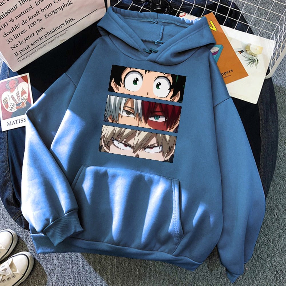 My Hero Academia Characters Hoodies Men Autumn Winter Hooded Sweatshirts Loose Sportswear New Fleece Pullovers Clothing Man - Yallafit