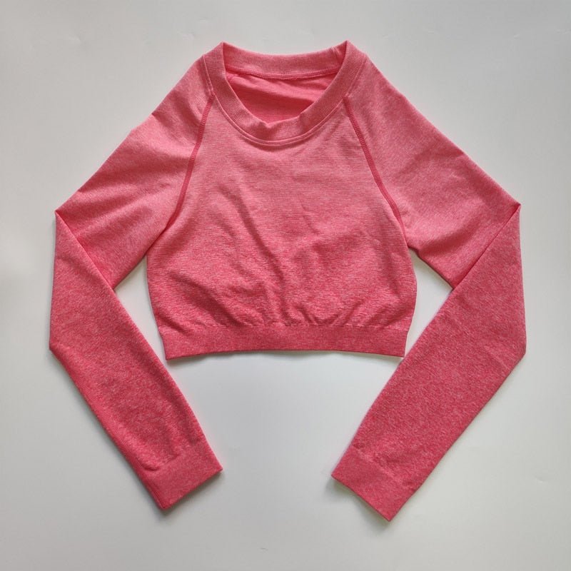 Nepoagym Women New Long Sleeve Cropped Top Compression Workout Shirts Soft Yoga Tops for Sport Fitness - Yallafit 0