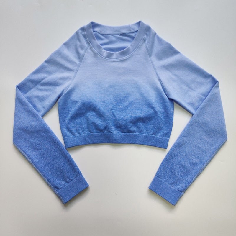 Nepoagym Women New Long Sleeve Cropped Top Compression Workout Shirts Soft Yoga Tops for Sport Fitness - Yallafit 0