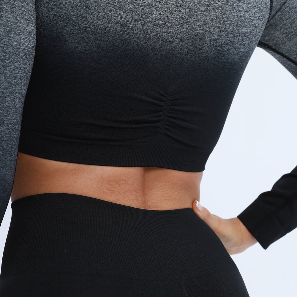 Nepoagym Women New Long Sleeve Cropped Top Compression Workout Shirts Soft Yoga Tops for Sport Fitness - Yallafit 0