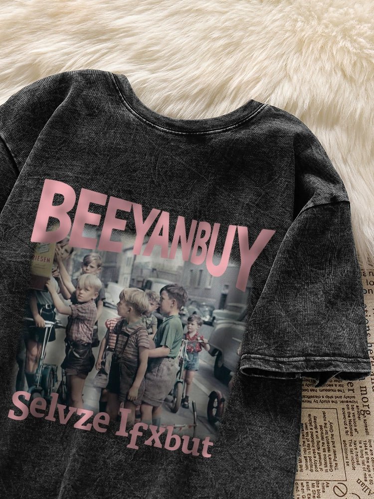 New Retro Retro Design Letter Short-Sleeved T-shirt - Yallafit