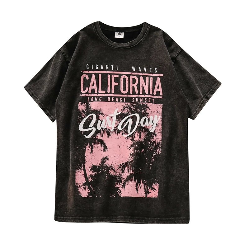 New Retro Retro Design Letter Short-Sleeved T-shirt - Yallafit