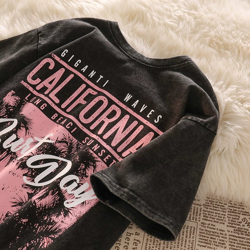 New Retro Retro Design Letter Short-Sleeved T-shirt - Yallafit