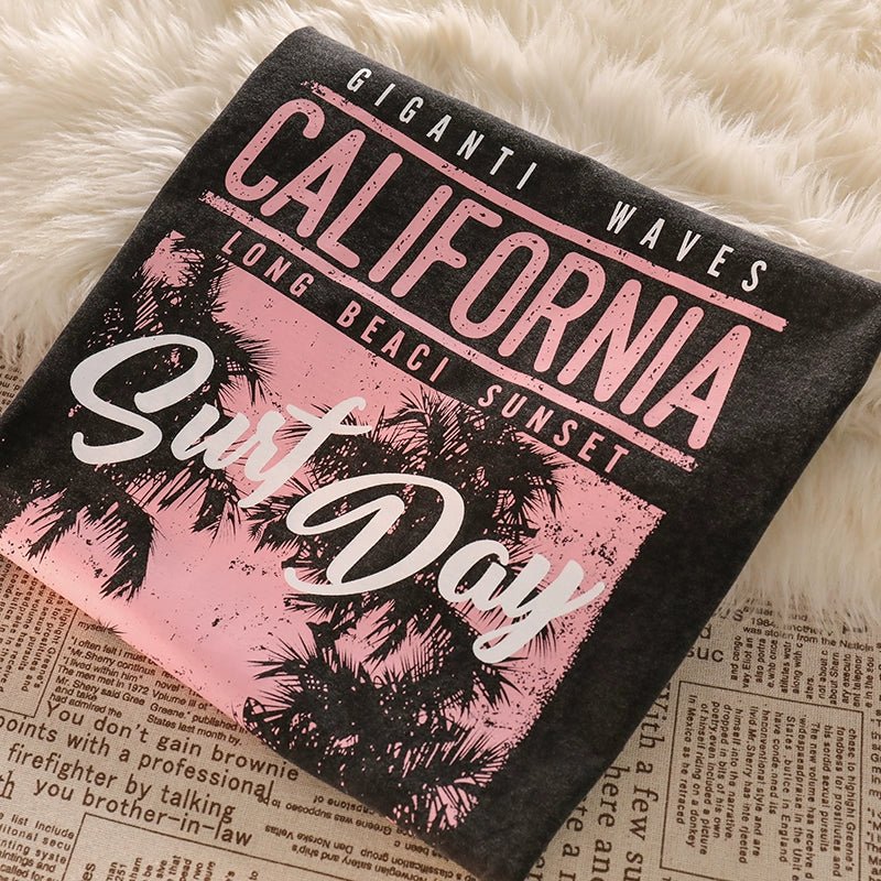 New Retro Retro Design Letter Short-Sleeved T-shirt - Yallafit