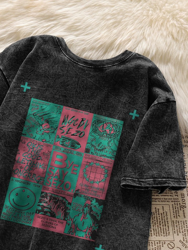 New Retro Retro Design Letter Short-Sleeved T-shirt - Yallafit