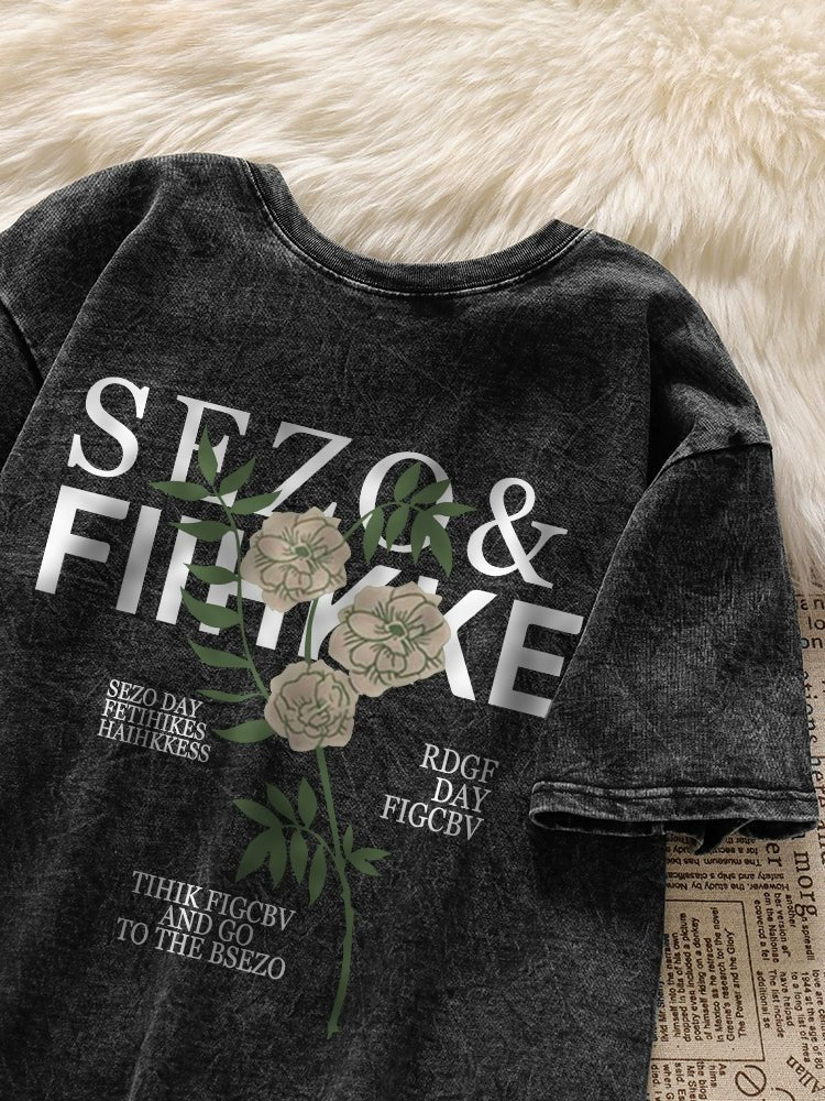 New Retro Retro Design Letter Short-Sleeved T-shirt - Yallafit