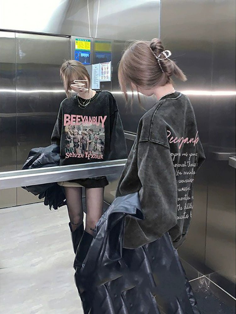 New Retro Retro Design Letter Short-Sleeved T-shirt - Yallafit