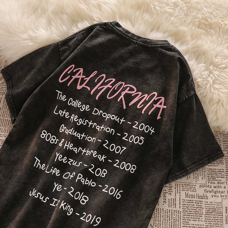 New Retro Retro Design Letter Short-Sleeved T-shirt - Yallafit