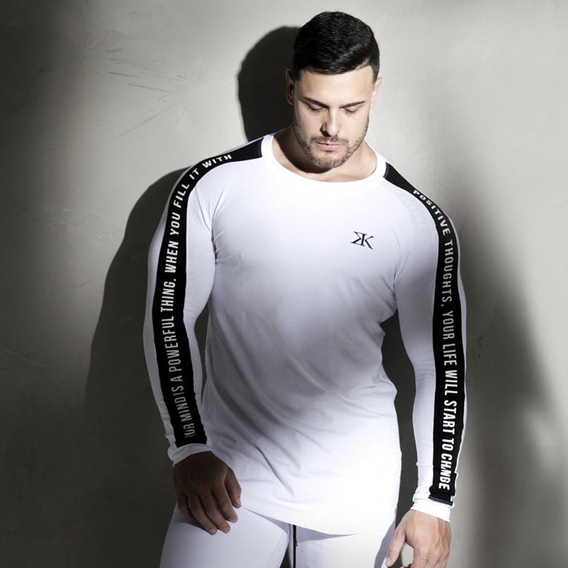New T-shirt Long Sleeve Autumn Gyms Brand Clothing Cotton Joggres Bodybuilding Exercise Shirt 2XL - Yallafit