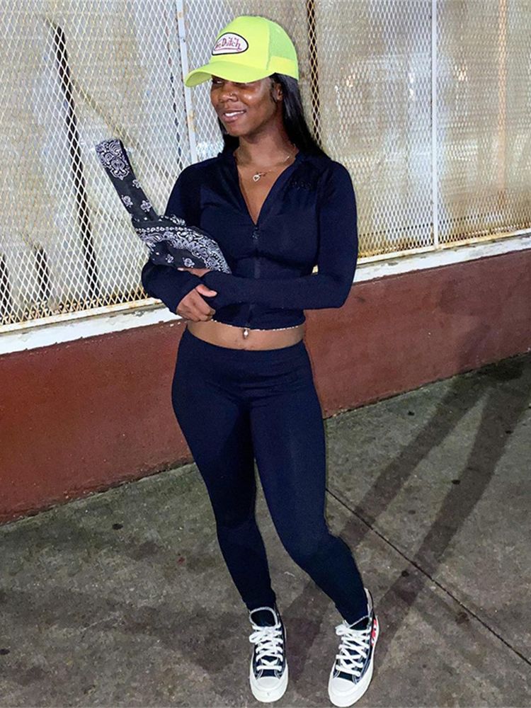 New Women 2 Piece Set Sexy Cropped Hoodie + Bodycon High Waist Pants Stretchy Sets 2022 Jogger Fitness Gym Running Outfits - Yallafit 0