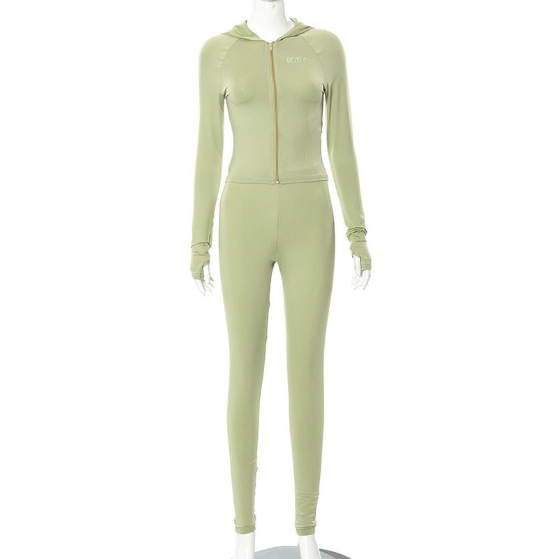 New Women 2 Piece Set Sexy Cropped Hoodie + Bodycon High Waist Pants Stretchy Sets 2022 Jogger Fitness Gym Running Outfits - Yallafit 0