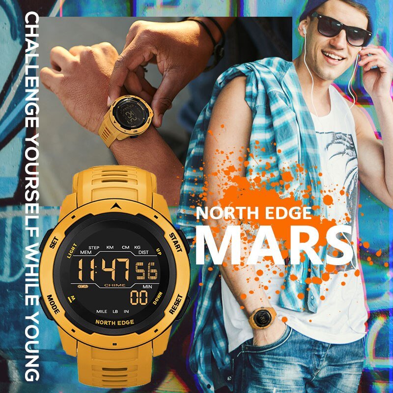 NORTH EDGE Digital Watch Men Military watch Sports Watches Fashion Running Sports Swimming Waterproof 50M Men's Electronic clock - Yallafit 0
