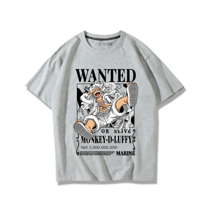 One Piece Nica Luffy Anime Co-Branded T-shirt Men Summer Pure Cotton Loose Japanese Style Two-Dimensional Ins Fashion Brand Short Sleeve - Yallafit