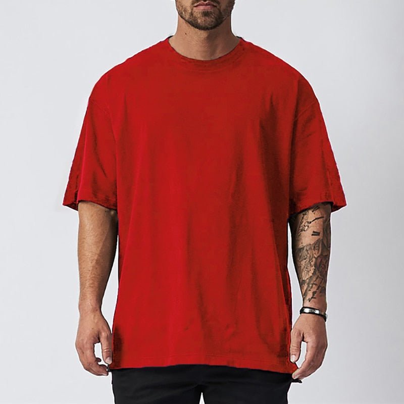 Oversized Loose Short Sleeve T Shirt Mens Fashion Streetwear Fitness lifestyle T-shirt Summer Brand Gym Clothing Workout Tshirt - Yallafit