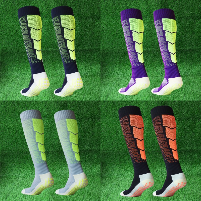 Pack of Three Pairs Adult Breathable Towel Bottom Soccer Socks Training Practice Thickened Long Socks Glue Dispensing Non-Slip Sports Thigh High Socks - Yallafit