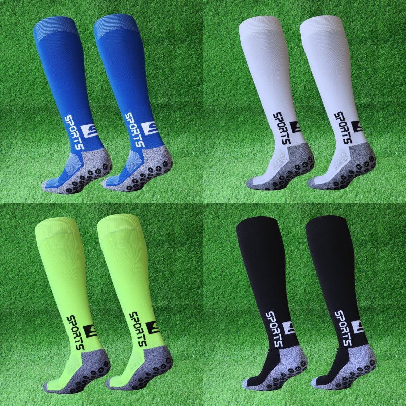 Pack of Three Pairs Adult Breathable Towel Bottom Soccer Socks Training Practice Thickened Long Socks Glue Dispensing Non-Slip Sports Thigh High Socks - Yallafit