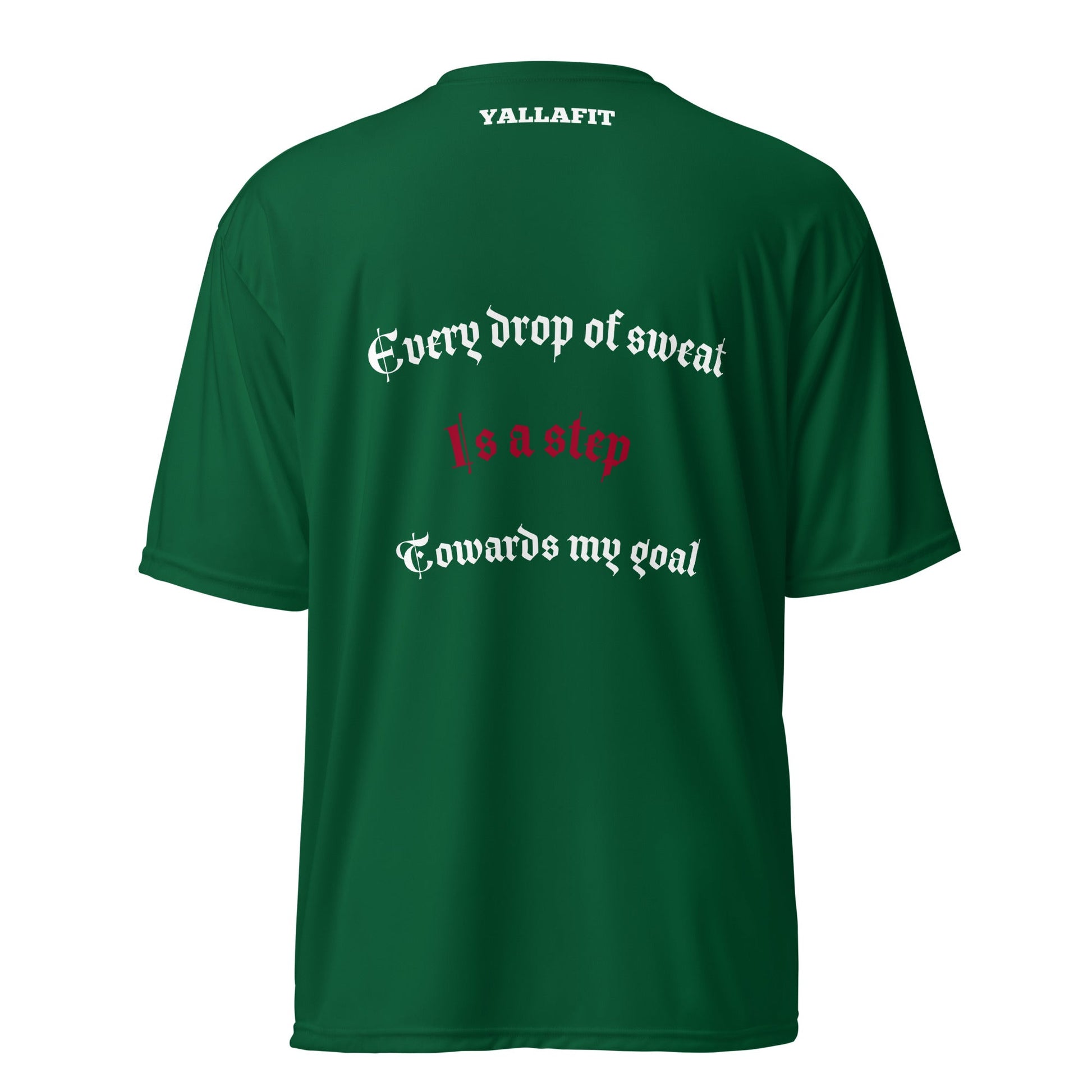 performance crew neck t-shirt with back quote - Yallafit