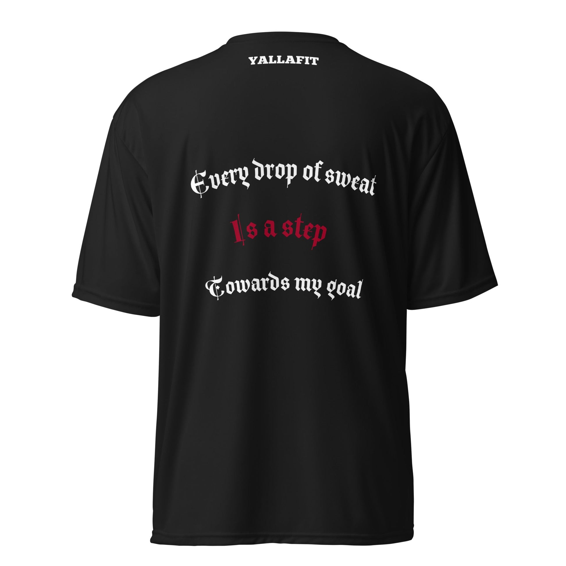 performance crew neck t-shirt with back quote - Yallafit