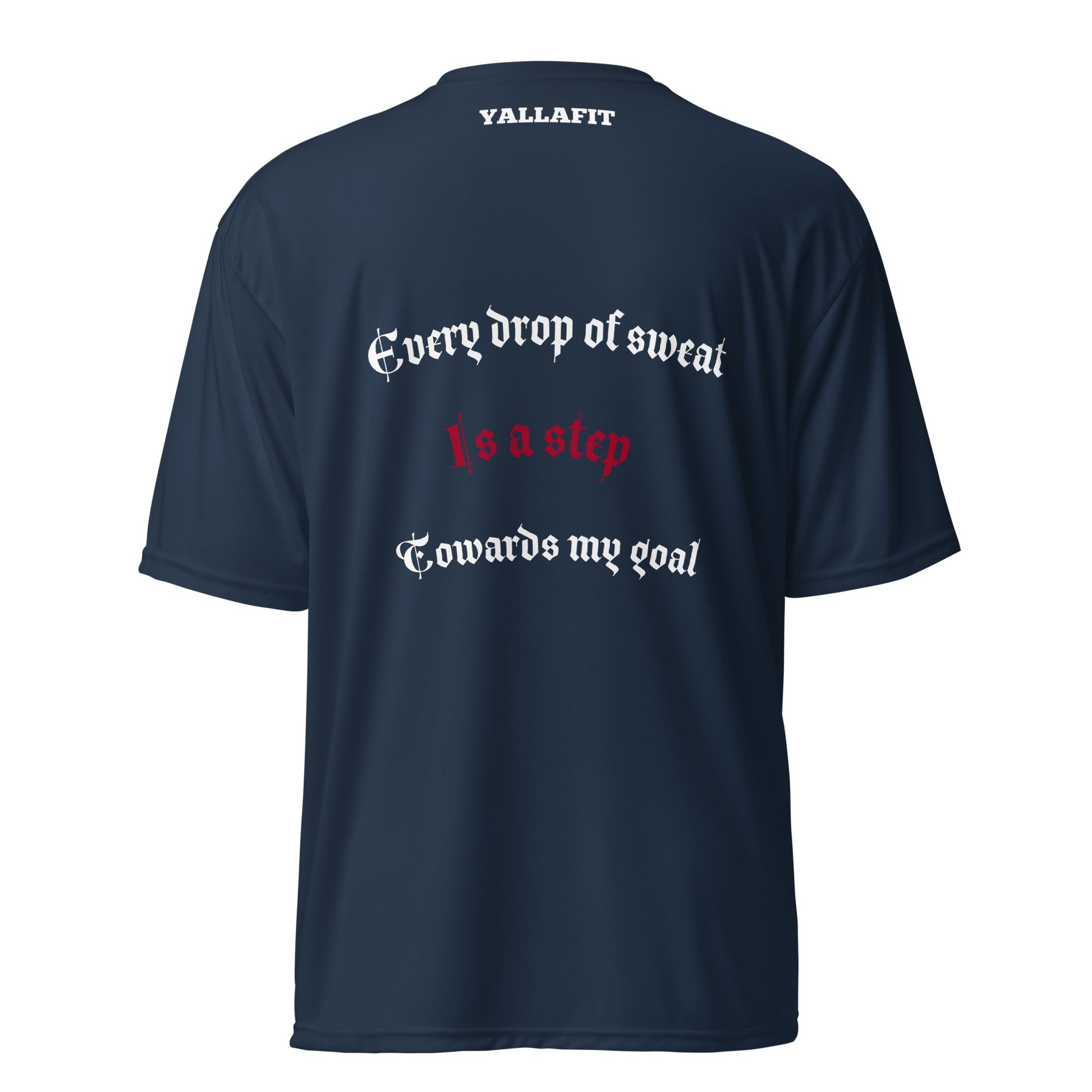 performance crew neck t-shirt with back quote - Yallafit