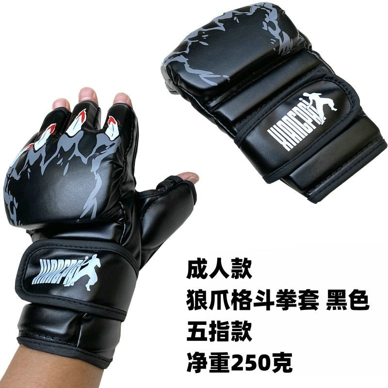 Ring Card Ufcmma Half Finger Boxing Glove Open Finger Adult Five Finger Sanda Muay Thai Fight Training Fighting Boxing Gloves - Yallafit