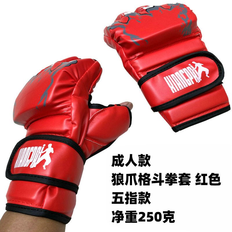 Ring Card Ufcmma Half Finger Boxing Glove Open Finger Adult Five Finger Sanda Muay Thai Fight Training Fighting Boxing Gloves - Yallafit