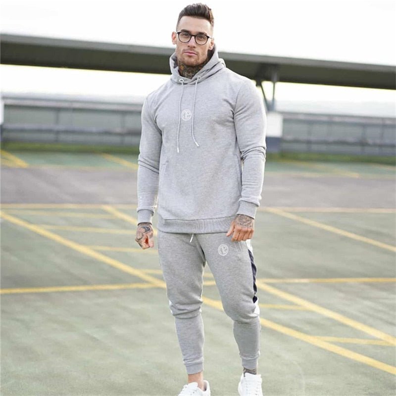 Running sports track suit men's sportswear suit sweatshirt + sports pants gym fitness hoodie pants suit jogging clothing - Yallafit 0