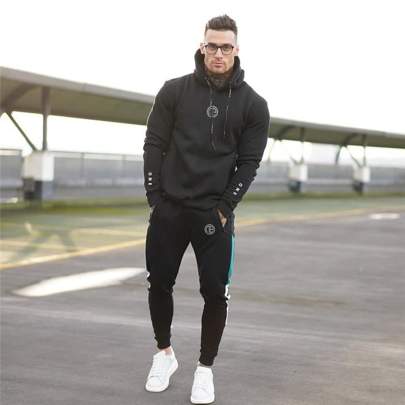 Running sports track suit men's sportswear suit sweatshirt + sports pants gym fitness hoodie pants suit jogging clothing - Yallafit 0