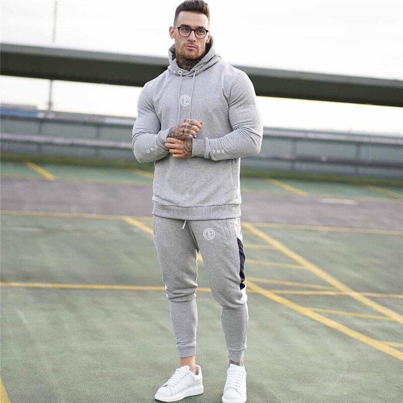 Running sports track suit men's sportswear suit sweatshirt + sports pants gym fitness hoodie pants suit jogging clothing - Yallafit 0