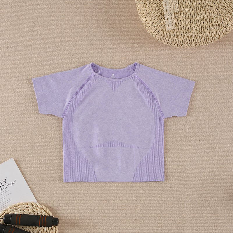 SALSPOR New Sport Crop Top Women Fashion Seamless Yoga Shirts High Elastic Breathable Short Sleeve Female Sportswear - Yallafit 0