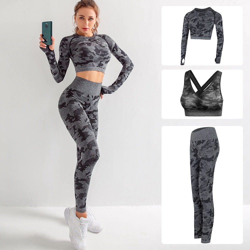Seamless Gym Yoga Set Women Gym Clothes Camo Gym Set Women Tracksuit Fitness Women Sport Set Workout Clothes For Women Sportwear - Yallafit 0
