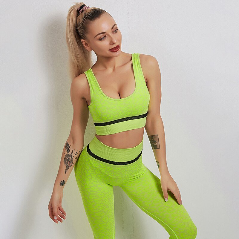 Seamless Leopard Women Yoga Bra Fitness Sportswear Shockproof Quick Dry Training Underwear High Active Sport Running Gym Bra - Yallafit 0