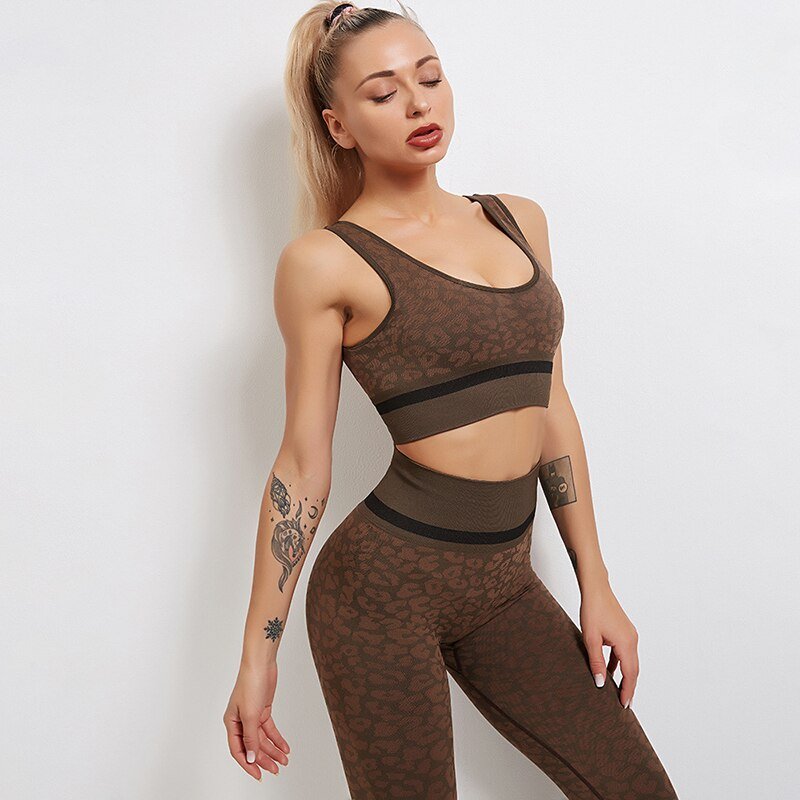 Seamless Leopard Women Yoga Bra Fitness Sportswear Shockproof Quick Dry Training Underwear High Active Sport Running Gym Bra - Yallafit 0