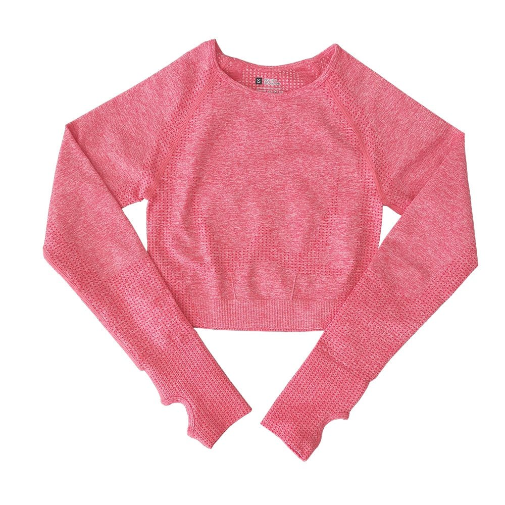 Seamless Yoga Top Long Sleeve Workout Tops for Women Fitness Vital Gym Crop Top Athletic Gym Shirt Women Sportswear Short Active - Yallafit 0