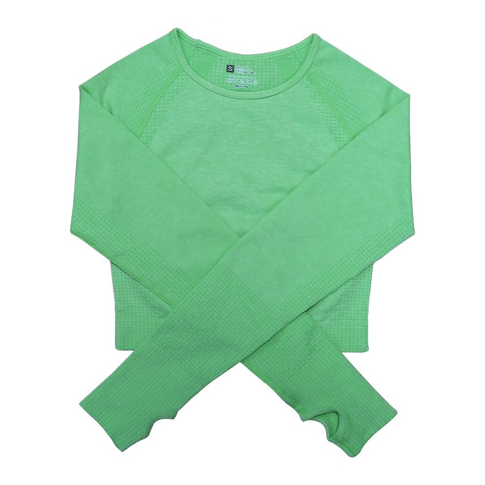 Seamless Yoga Top Long Sleeve Workout Tops for Women Fitness Vital Gym Crop Top Athletic Gym Shirt Women Sportswear Short Active - Yallafit 0